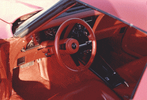 View of the inside of my little red Corvette