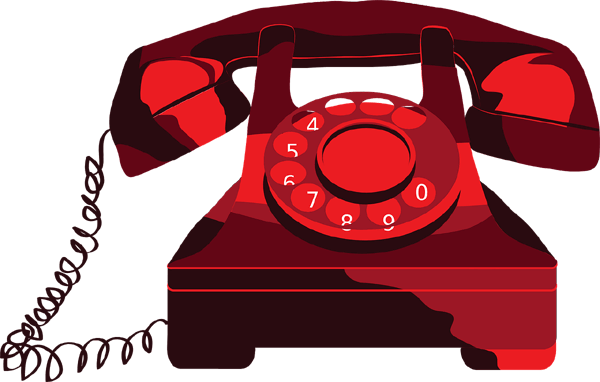 a graphic of an old dial telephone