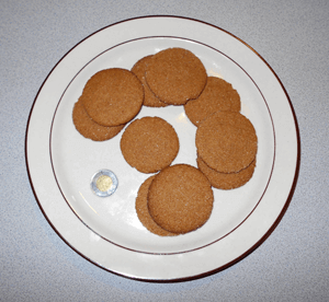 my gingersnaps with a two dollar coin used to show size of cookies - used as a header imag