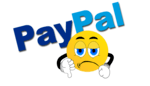sad smilie icon showing thumbs down and PayPal in background