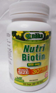 picture of a bottle of Naka Nutri Biotin supplements