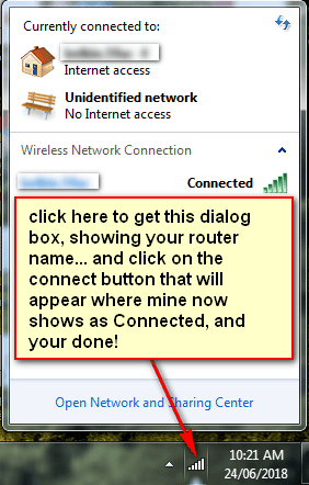 screen print after clicking on the WiFi icon on my taskbar