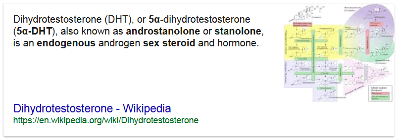 what androgens or dihydrotestosterone is defined as by Wikipedia