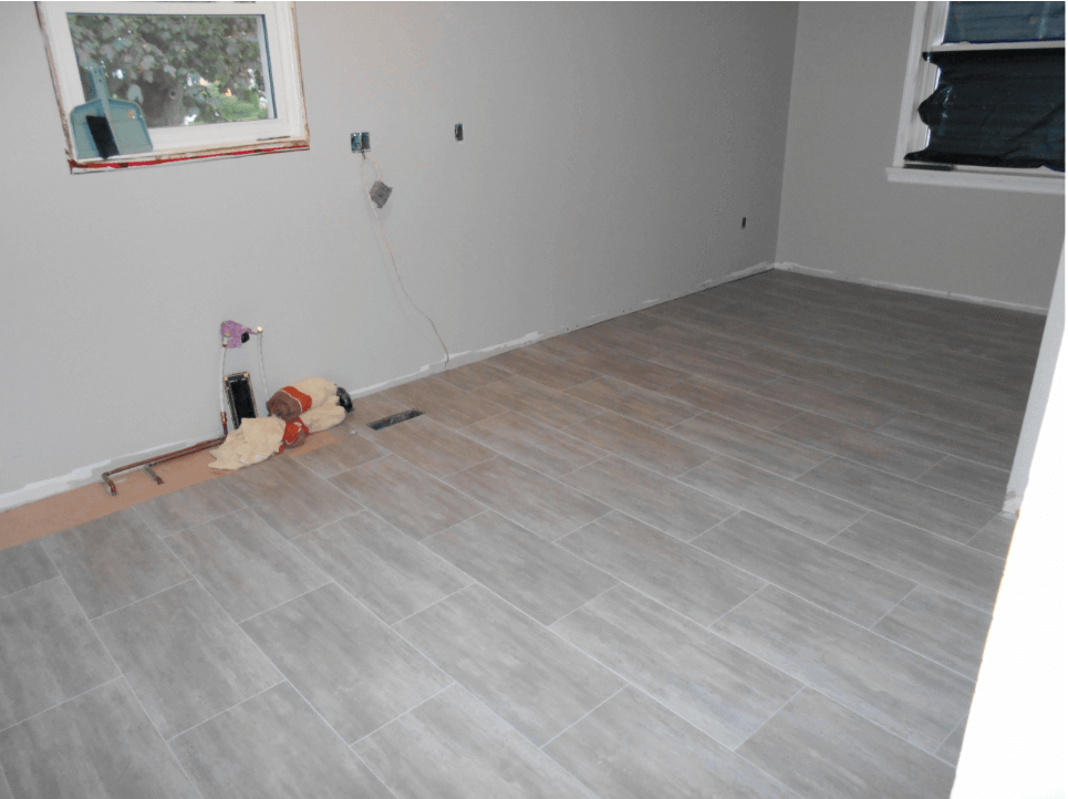 new flooring installed in kitchen
