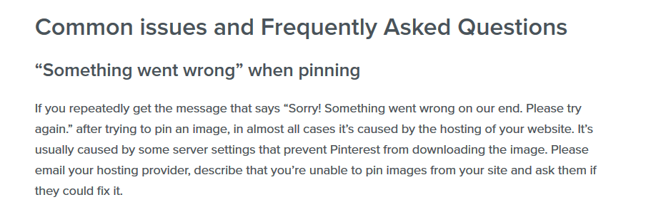 screen print of Pinterest's suggestion for a fix