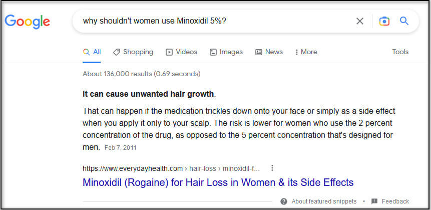 screen print of another Google search result featured snippet