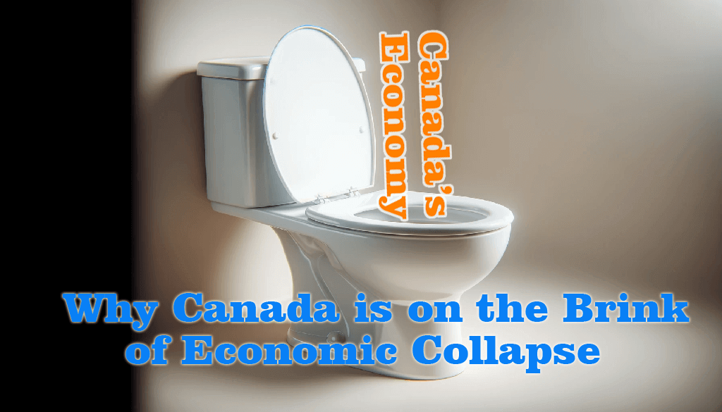 Toilet with "Canada's Economy" going into the bowl