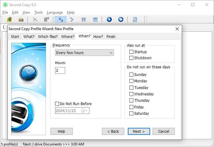 Step 6: When do You Want Your Files Copied?