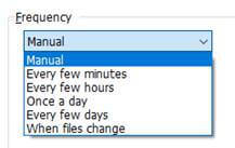 the dropdown list options for frequency
